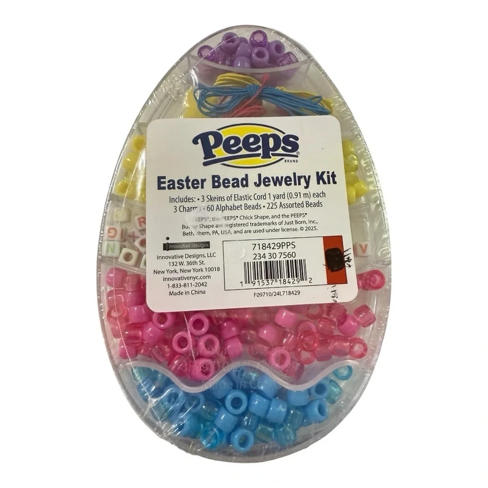 Peeps Easter Bead Jewelry Kit – Includes 3 Charms, Alphabet & Assorted Beads